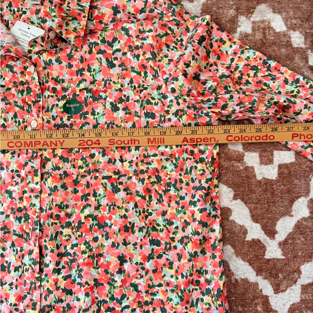 BRAND NEW- L.L. Bean Floral Button Down Shirt - Red and Green - Picture 4 of 5